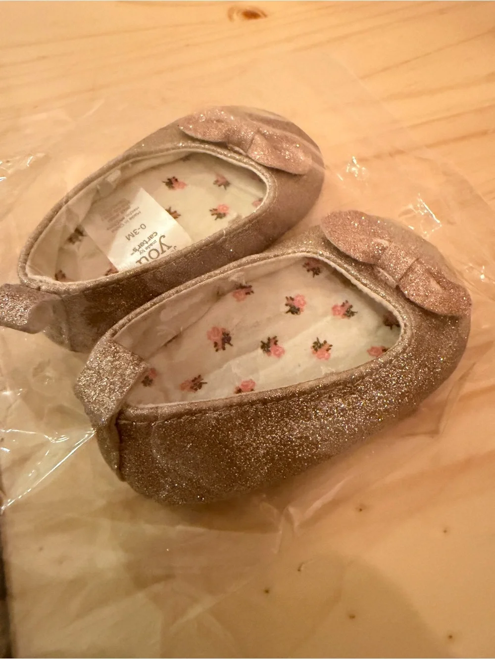 Carters Just One You Rose Gold Sparkle Baby Shoes